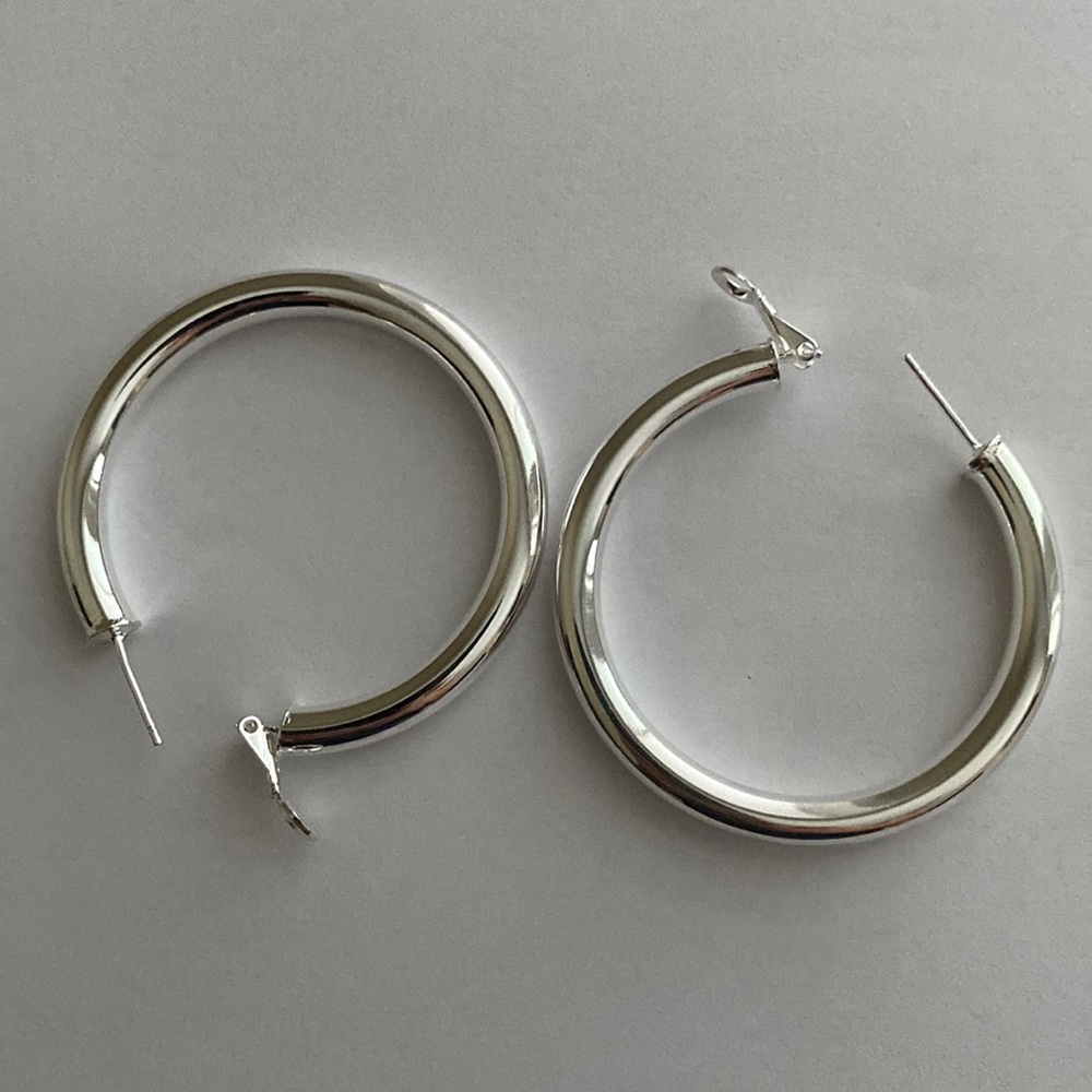 Large Silver Loop Earrings